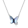 Colar feminino borboleta gargantilha pingente de cristal metal camisola corrente pequena colar acessórios prata esterlina
