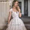 Abiti da festa Ashy Carol Abito da ballo Abito da sposa 2023 Delicato perline Scoop Applicazioni di pizzo Sposa Principessa Backss Cappella Treno Abito da sposa 0408H23