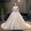 Festklänningar 2023 Ny Vintage O Neck Full Seve Wedding Dress Illusion Simp Lace Broidery Custom Made Bridal Gown Vestido de Noiva L 0408H23