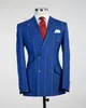 Men's Suits Blazers Blue Stripe Men's Suits Tuxedos Peaked Lapel Groom Double Breasted Wedding Blazer Trousers Formal Prom Party CoatJacketPants 231109