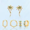 Studörhängen koreanskt mode för kvinnor Luxury Golden Coconut Tree Ear Studs Girl Fine Crystal Piercing Stars Round Small Hoop Earring