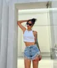 Women's Shorts Summer Fashion Retro High Waist Personalized Worn Ragged Fringe Streetwear Loose Irregular Denim Button Solid