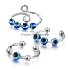 Bagues de bande Lucky en acier inoxydable bleu mauvais œil bague pour femmes cadeau décompression rotative anti-anxiété turc ouvert livraison goutte Dhyvh