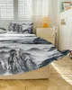 Bed Skirt Chinese Style Landscape Painting Ink Fitted Bedspread With Pillowcases Mattress Cover Bedding Set Sheet