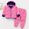 Conjuntos de ropa Invierno Niños Niñas Ropa Set Otoño Suave Polar Polar Sudaderas con capucha Chaqueta Abrigo Pantalones Trajes Niños Cálidos Niños Adolescentes 7 8 9 10 años 231108