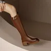 Boots Ladies Knee Boots الكلاسيكية أحذية دافئة الجانب السوستة الكعب سميك نحيف الأحذية الخريف شتاء الفارس