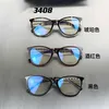 2023 New luxury designer sunglasses same flat mirror eyeglass frame women's anti blue light 3408 myopia high version plain face