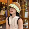 Berets 2023 japonês balde de malha chapéu grande circunferência de cabeça mulheres verão bonito contrastante cor bacia chapéus dobrável pescador boné