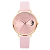 Wristwatches Sdotter Moon Star Woman's Watches Leather Female Wristwatch Set Bracelet Fashion Ladies Quartz Watch Casual Gift Clock Sales