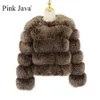 女性の毛皮のフェイクピンクジャワ20114女性ウィンターファーコート本物のジャケット自然ファッション長袖卸売231108