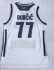 7 Luka Doncic 77 Slovenia Maglia Madrid Eurolega Europa Pallacanestro Nazionale Maglia Uomo Blu Bianco Trasferta Maglia traspirante cucita per gli appassionati di sport