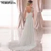 Feestjurken v nek lange wierang chiffon strand trouwjurken open rug witte kanten applique bruidsjurk feestje vestidos de novia a-line 0408H23