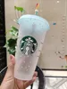 UV machine printing, non-fading, 24 oz Mugs color changing plastic juice with lip and straw magic coffee cup custom 5 pieces