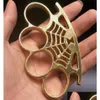 Brass Knuckles Spider Shape Web Metal Brass Knackle Duster Four Finger Tiger Fingers Outdoor Security Pocket Backpack EDC Tool8420582 OTVRH