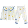 Pyjamas Petit modèle frais filles glace soie pyjamas ensemble mignon poupée col enfants à manches longues maison vêtements printemps automne mince pyjamas R231108