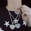 Chokers kan öppnas hjärta Po Pendant Necklace Silver Color Iced 5mm Tennis Chain Cubic Zirconia Fashion Women Män smycken 230408