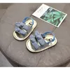 Sandalen zomer babymeisjes schoenen katoen stof ademend antislip gestreepte stip-boog-knoop eerste wandelaars peuter zachte oplos