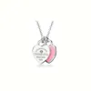 Tiffanyany necklace T Family s925 Silver Drop Glue Enamel Heart Shaped Diamond Pendant Necklace Tie Family Heart Double Heart Collar Chain Designer Jewelry tiffan