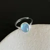 Cluster Anneaux VENTFILLE 925 Bague En Argent Pour Femmes Fille Bleu Cristal Turquoise Givré Rétro Élégant Bijoux Cadeau D'anniversaire Dropship En Gros