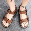 Sandalen Merk Zomer Heren Sandalen Echt Leer Heren Slippers Gladiator Mannen Strand Sandalen Zacht Comfortabel Buiten Waden Schoenen 38-46 230408