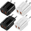 Dual 5V 2.4A EU US USB Wall Charger QC3.0 Power Adapter för iPhone 11 12 13 14 15 Pro Max Samsung F1