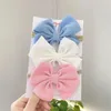 Saç aksesuarları 3pcs/set sevimli pamuklu macaron renk yaylar çocuklar için çocuklar için bebek tatlı bowknot elastik saç bandı başlıklar