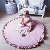 Baby Rugs Playmats 95 cm solide né bébé tapis de jeu doux coton ramper tapis filles garçon tapis rond tapis de sol pour enfants chambre décorations pour la maison 231108