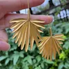 Boucles d'oreilles pendantes pour femme, bijoux de fête, couleur or, cerceau en forme de feuille, vente en gros