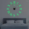 Настенные часы Большие светящиеся часы Смотрите Horloge Murale 3d Diy Акриловые зеркало наклейки