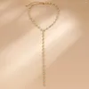 Ketten Glänzende Damen-Vollrhinestone-Tenniskette Halskette Vintage Lange Quaste Brusthalsband Kristallhals Partyschmuck Zubehör