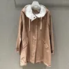 Trenchs pour femmes automne 2023 couleur unie manteau mi-long veste perlée ample à capuche fermeture éclair femme coupe-vent décontracté