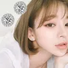 Stud Earrings Korean Style Round Full Diamond Fashion Exquisite Zircon Crystal Ladies