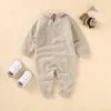 Pagliaccetti Baby tuta in maglia di cotone Playsuit nati ragazzi e ragazze tuta moda risvolto abbigliamento bambino maniche lunghe autunno 230408