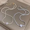 Cadenas DODOHAO Luxury Zircon Crystal Ocean Heart Colgante Collar de acero inoxidable para mujeres Moda coreana Gargantilla brillante