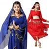 Stadiumkleding Oosterse buikdanskostuumset Professionele Bollywood-jurk Sari Bruidsvrouwen Toprok Chiffon buikdansprestaties