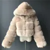 女性の毛皮のフェイク秋の毛皮のようなクロップドコートジャケット