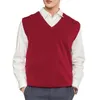 Gilets pour hommes Gilet de tricot simple Résistant à l'usure Extensible Respirant Hommes Couleur unie Col en V Pull Gilet