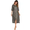 Women's Sleepwear Leopard Print Nightgown Cotton Long Sleeping Shirt For Pregnant Women Casual Cozy Ladies Loose With Cardigan