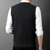 Men's Vests Wool Clip Color Vest 2023 Autumn And Winter Casual V-neck Cardigan Knitted