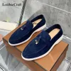 Sandales Été Marche Chaussures LP Femmes Mocassins En Daim En Cuir Véritable Causal Mocassins Verrouillage En Métal Gland Slip On Appartements Conduite Noir 230407