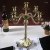 حاملي الشموع H45cm البرونز 5 ذراع Candelabra الفوانيس خمر الديكور الفضة فيلاس ZT053BF