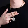 Colar com pingente de dragão, estilo tradicional chinês de boa qualidade, zircão cúbico completo, pedra preciosa gelada, pedra Cz, hip hop, personalizado, masculino, ouro 18k, joias de rapper