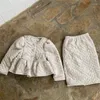 Zestawy odzieży solidne srebrne ciepłe aksamitne dziewczęta spódnica dwupoziomowa set Zima Dzieci Dziecko Koreańskie ubrania dla dziewcząt maluch
