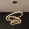 Lampadario a soffitto moderno di lusso nordico Negozio per interni Ristorante Soggiorno Lampade a sospensione Galvanotecnica Halo LED Lampade di cristallo