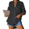 Vrouwen Blouses Prowow Casual Vrouwen Single Breasted Losse Stijl Shirts Voor Kantoor Dame 2023 Lange Mouw Effen Kleur Tops Kleding