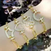 Pulseras de enlace 2023 CZ Zircon blanco Infinity Crown Moon Circle Colgante geométrico Pulsera de lujo simple Amistad Joyería Regalos