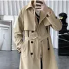 メンズジャケットBrowon Korean Fashion Trench Coat Men Jacket Spring and Autumn X-Long Over Knee Men Coat Roose Casual Windbreaker Jacket