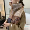 Hats Scarves Sets cashmere gold wire checkerboard color matching scarf women's autumn and winter versatile Korean shawl