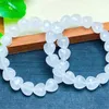 Bangle Natural Branco Fantasma Coração Pulseira Cristal Reiki Cura Gemstone Moda Jóias Fengshui Presente Para Mulheres 12mm 1 PCS