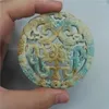 Pendant Necklaces Charms Chinese Ancient Yellow Stone Sculpture Carving Art Pattern For Necklace DIY Crafts Jewelry Home Decoration
